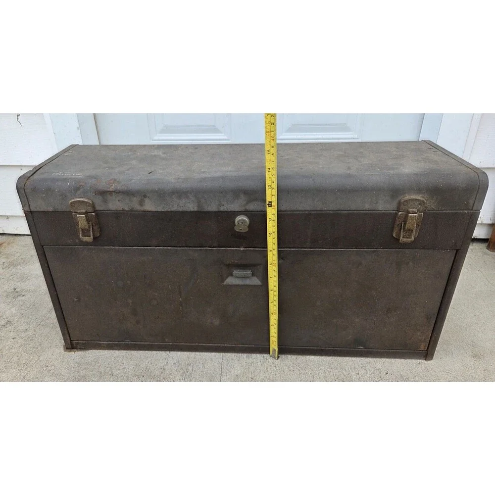 Kennedy No. 526 8 Drawer Machinist Tool Box Chest Brown Wrinkle USA With One Key